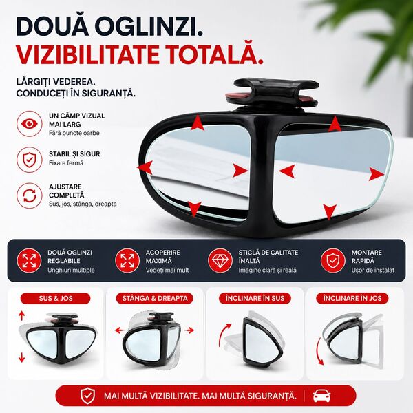 Oglinda 360° SafeView™ – Elimină Unghiurile Moarte